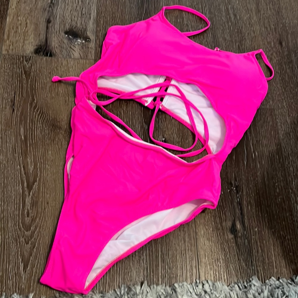 Hot pink one piece swim